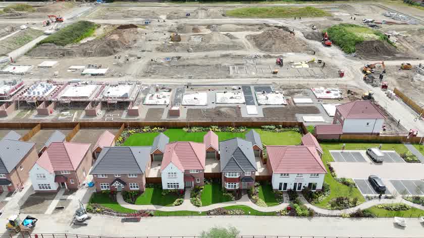 Finished residential roofs in a coastal neighborhood